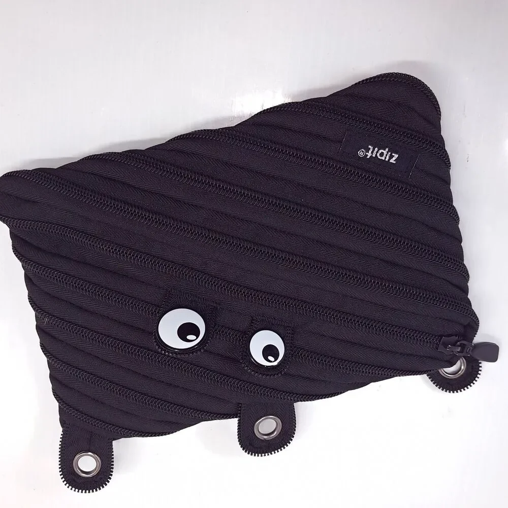 Zipit Grillz Monster gold Teeth Black Zipper Pencil Bag pouch for 3-Ring binder